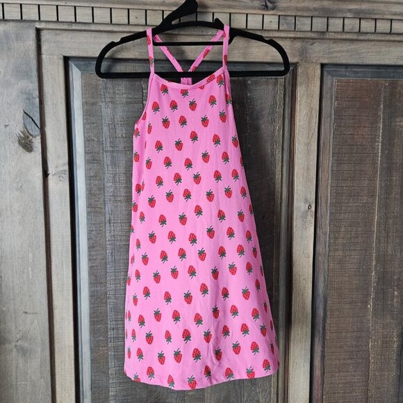 Hanna Andersson Other - Hanna Andersson UV Tank Dress Girl's Size 8 Pink Strawberries Built In Shorts